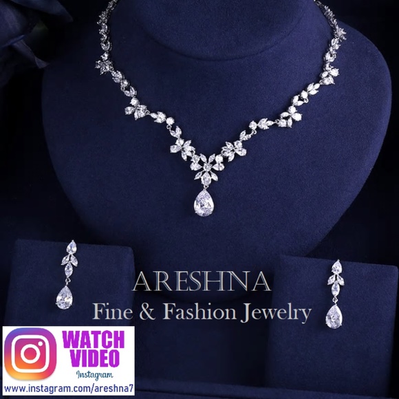 Areshna Jewelry - Floral Swarovski Luxury Bridal Jewelry Set